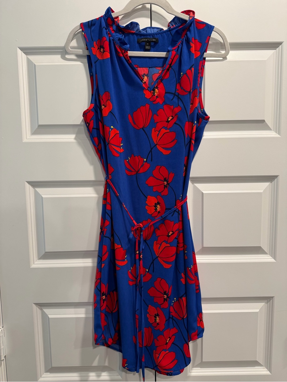 41 Hawthorn Blue Floral V-Neck Ruffle Blouse